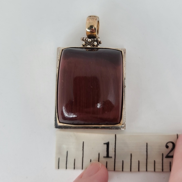 Michael Dawkins 925 & Yellow Gold Tiger's Eye Pendant With Open Bail - Picture 8 of 8